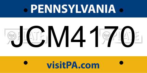 JCM4170 Pennsylvania License Plate