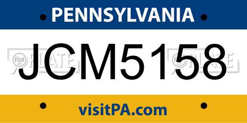 JCM5158 Pennsylvania License Plate