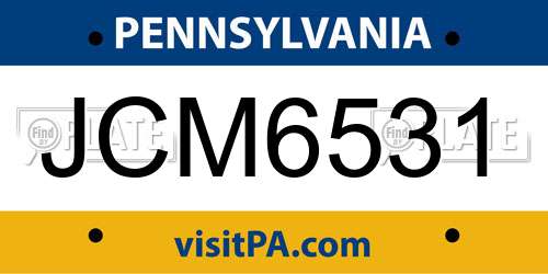 JCM6531 Pennsylvania License Plate