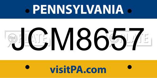 JCM8657 Pennsylvania License Plate