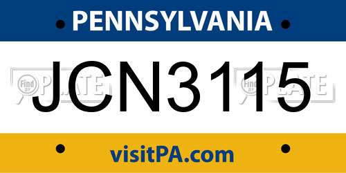 JCN3115 Pennsylvania License Plate