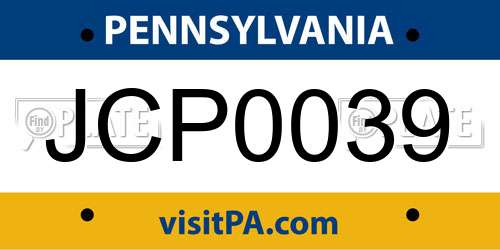 JCP0039 Pennsylvania License Plate