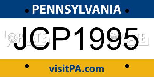 JCP1995 Pennsylvania License Plate