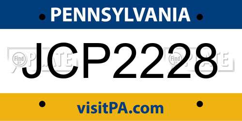JCP2228 Pennsylvania License Plate