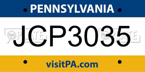 JCP3035 Pennsylvania License Plate