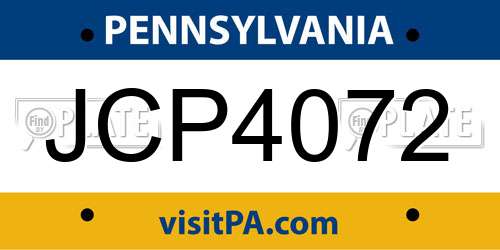 JCP4072 Pennsylvania License Plate