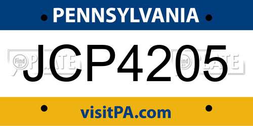 JCP4205 Pennsylvania License Plate