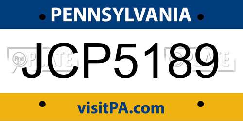 JCP5189 Pennsylvania License Plate