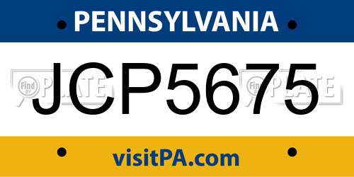 JCP5675 Pennsylvania License Plate