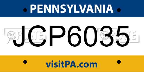 JCP6035 Pennsylvania License Plate