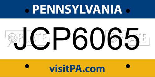 JCP6065 Pennsylvania License Plate