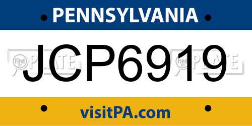 JCP6919 Pennsylvania License Plate