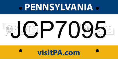 JCP7095 Pennsylvania License Plate