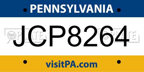 JCP8264 Pennsylvania License Plate