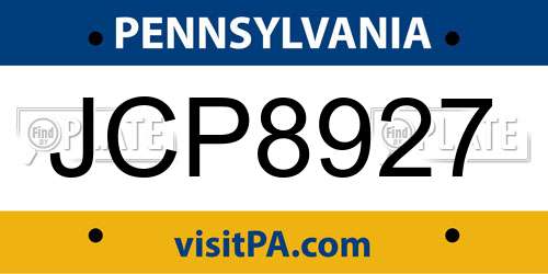 JCP8927 Pennsylvania License Plate