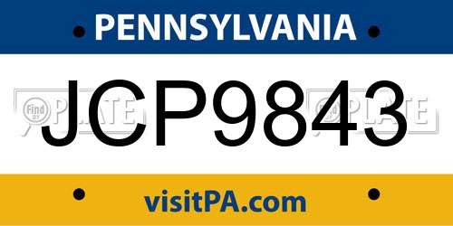 JCP9843 Pennsylvania License Plate