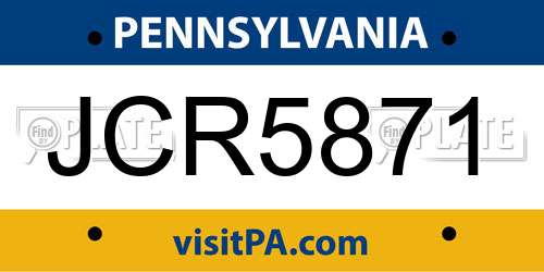 JCR5871 Pennsylvania License Plate
