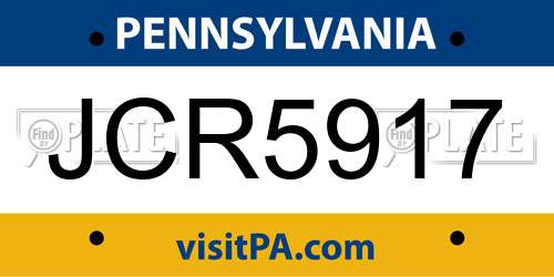 JCR5917 Pennsylvania License Plate