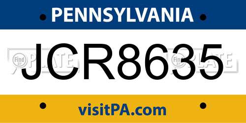 JCR8635 Pennsylvania License Plate