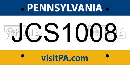 JCS1008 Pennsylvania License Plate