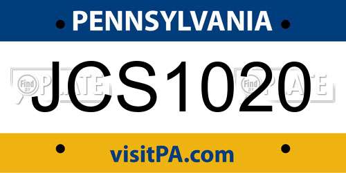 JCS1020 Pennsylvania License Plate