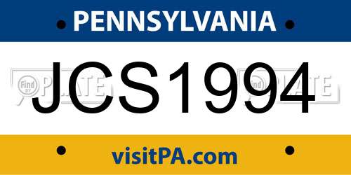 JCS1994 Pennsylvania License Plate