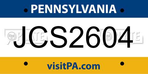 JCS2604 Pennsylvania License Plate