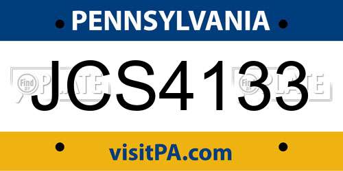 JCS4133 Pennsylvania License Plate
