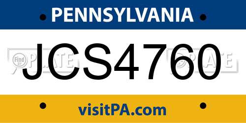 JCS4760 Pennsylvania License Plate
