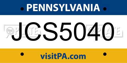 JCS5040 Pennsylvania License Plate
