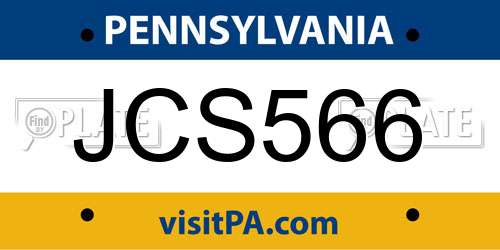 JCS566 Pennsylvania License Plate