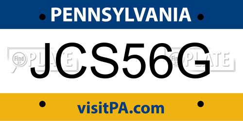 JCS56G Pennsylvania License Plate