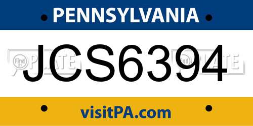 JCS6394 Pennsylvania License Plate