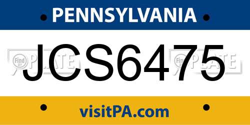 JCS6475 Pennsylvania License Plate