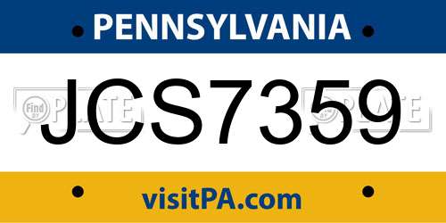 JCS7359 Pennsylvania License Plate