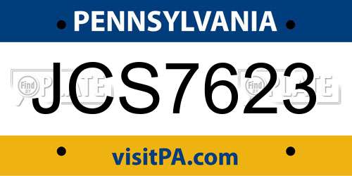JCS7623 Pennsylvania License Plate