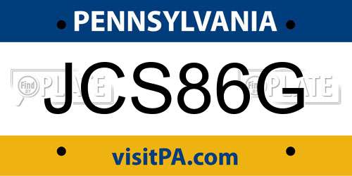 JCS86G Pennsylvania License Plate