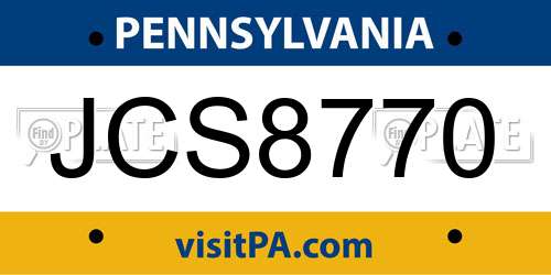 JCS8770 Pennsylvania License Plate