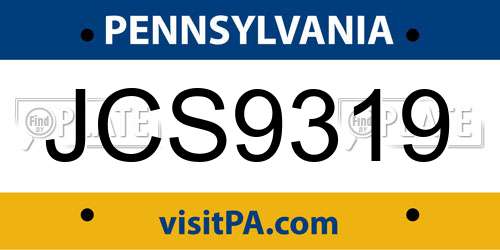 JCS9319 Pennsylvania License Plate
