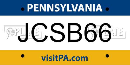 JCSB66 Pennsylvania License Plate