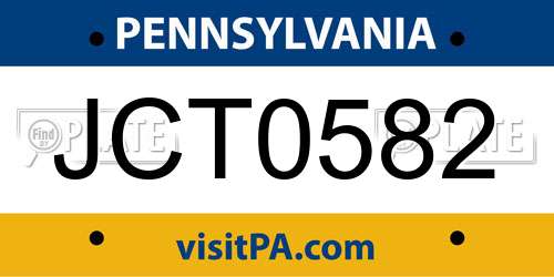 JCT0582 Pennsylvania License Plate