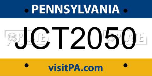 JCT2050 Pennsylvania License Plate