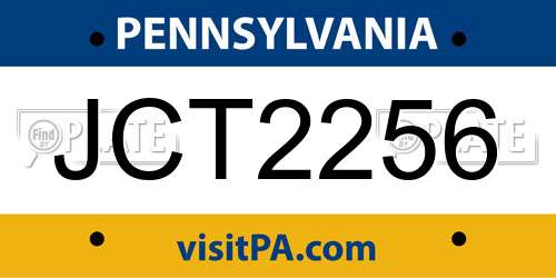 JCT2256 Pennsylvania License Plate