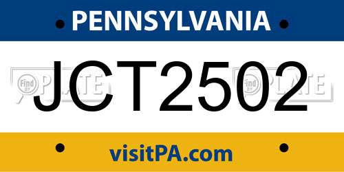 JCT2502 Pennsylvania License Plate