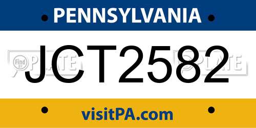 JCT2582 Pennsylvania License Plate
