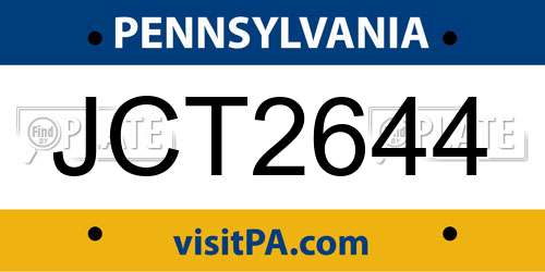 JCT2644 Pennsylvania License Plate