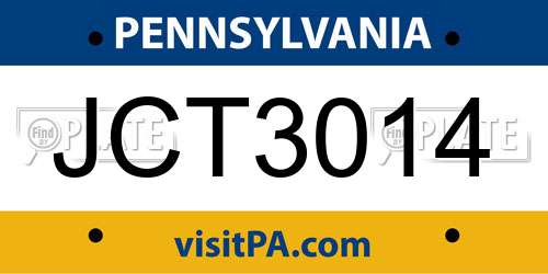 JCT3014 Pennsylvania License Plate