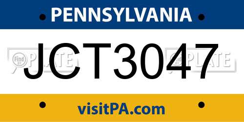 JCT3047 Pennsylvania License Plate
