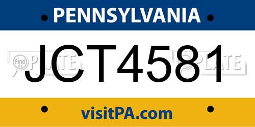 JCT4581 Pennsylvania License Plate