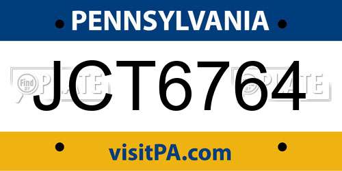 JCT6764 Pennsylvania License Plate